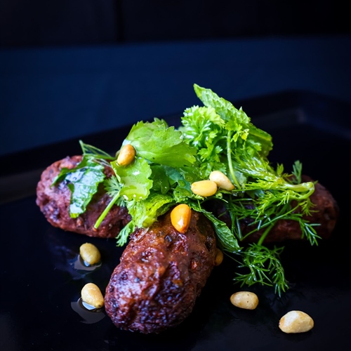 Lamb koftas, mint and pinenut salad, coriander DF GF